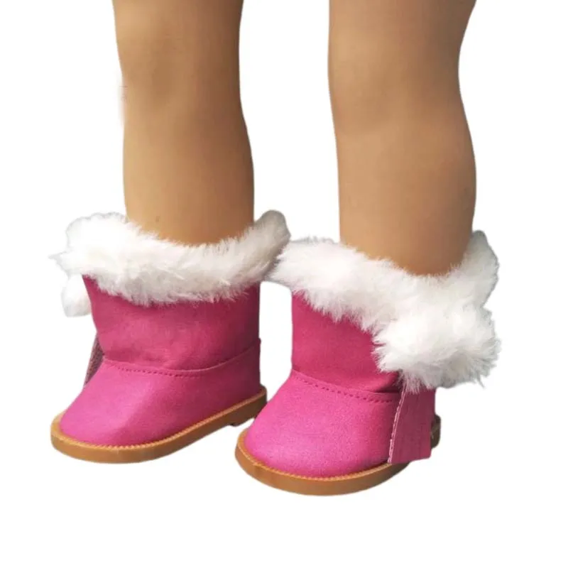 Fur Boots Fits for 18inch Girl Doll 7cm Doll Shoes for 43CM  Reborn Baby Doll Shoes Winter Boots