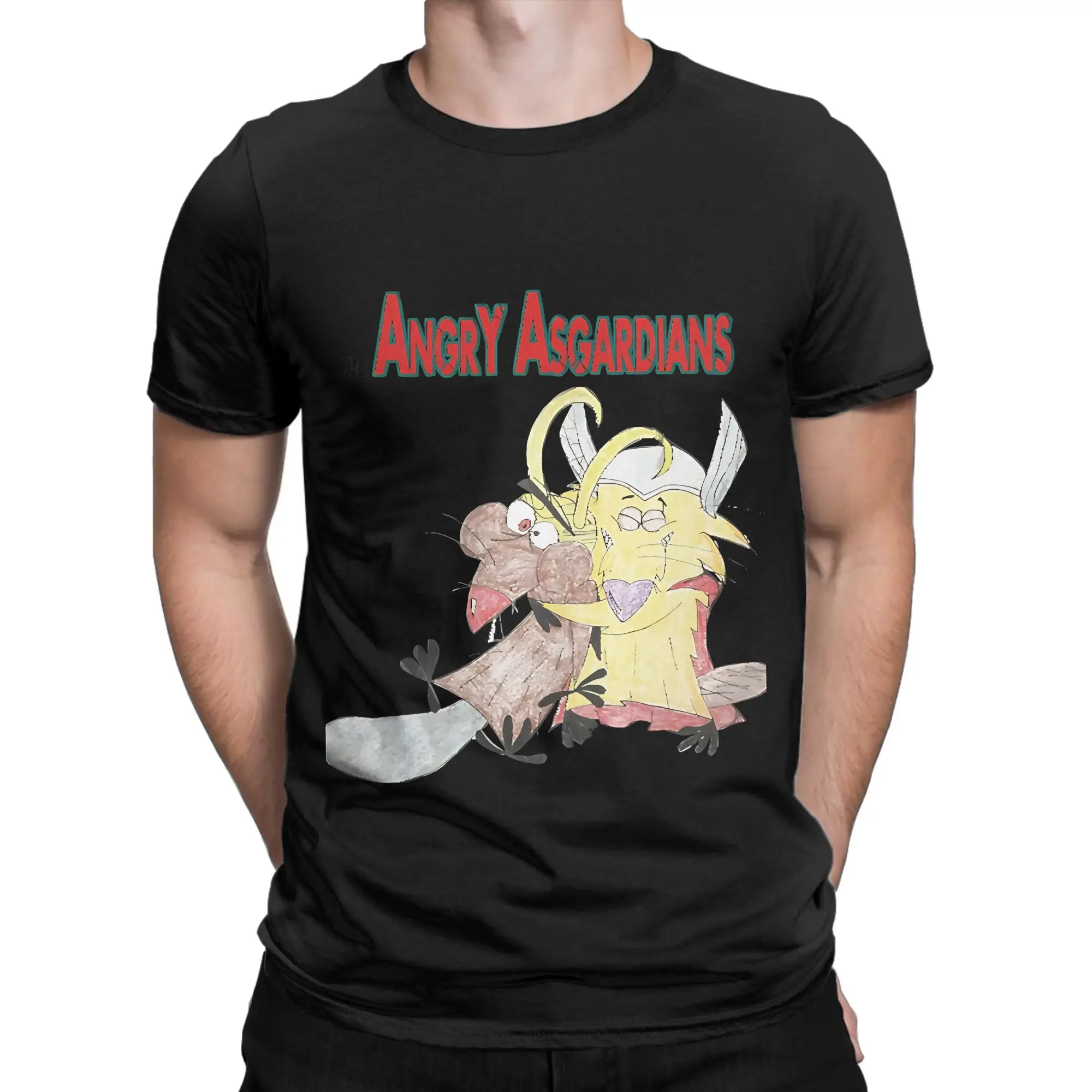 Angry Asgardians Novelty 100% Cotton T-Shirt The Angry Beavers Tees Tops For Men