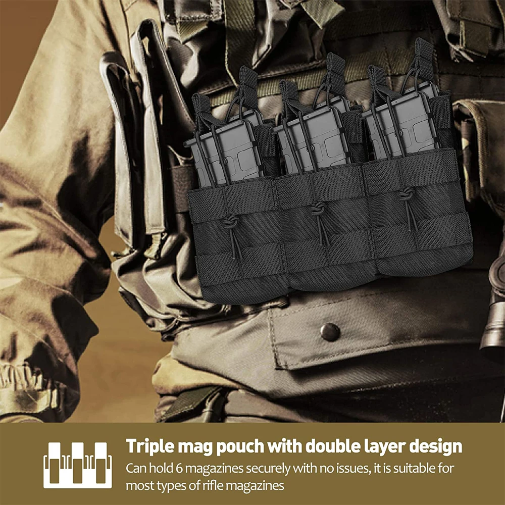 Bolsa táctica Molle para Triple cargador, doble capa Mag, soporte Universal para Cartucho para M4, M14, M16, AK, AR