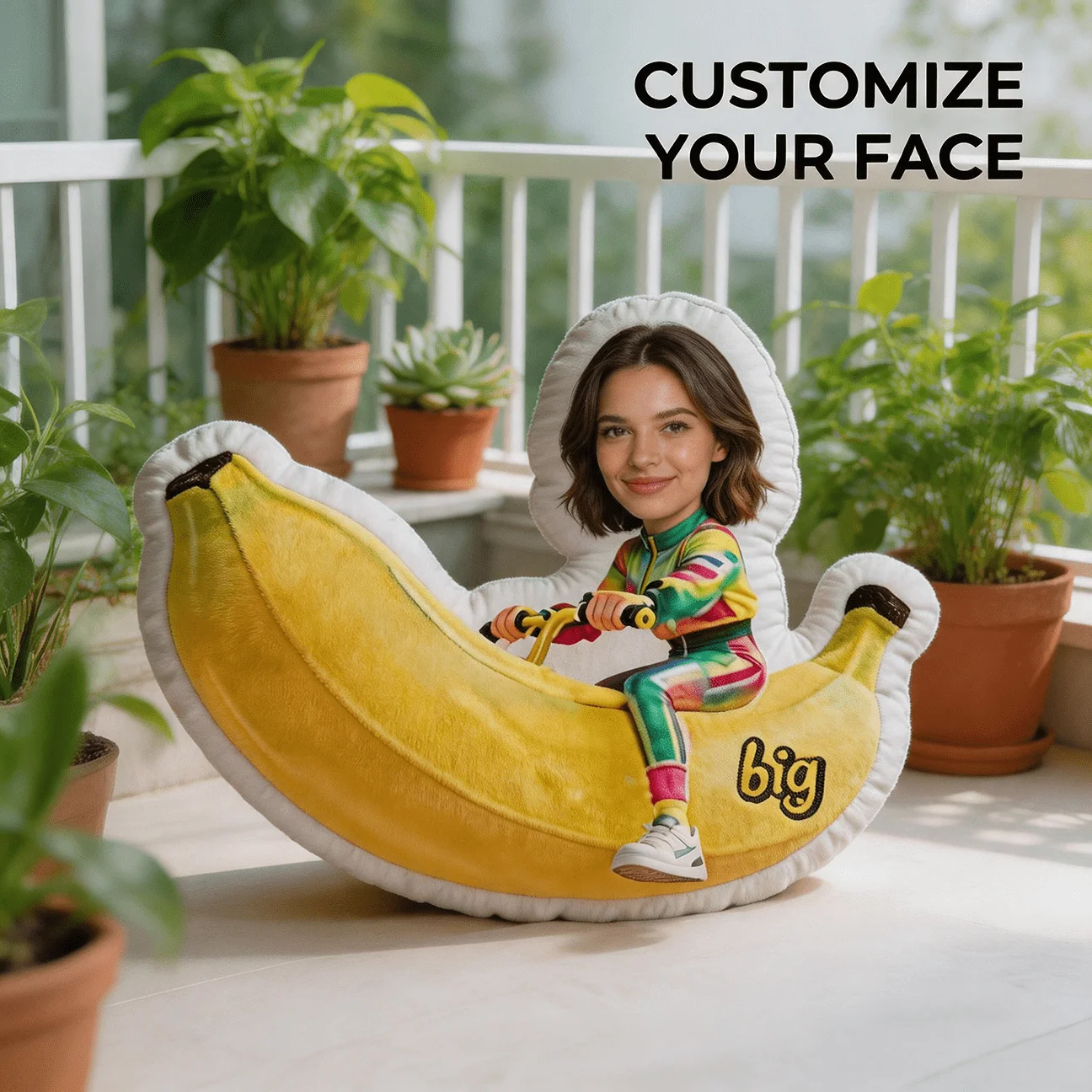 Personalized Banana Pillow with Your Photo - Custom Face Banana Cushion Suitable for Sofa & Bed Decor, Fruit Throw Pillow for Ad