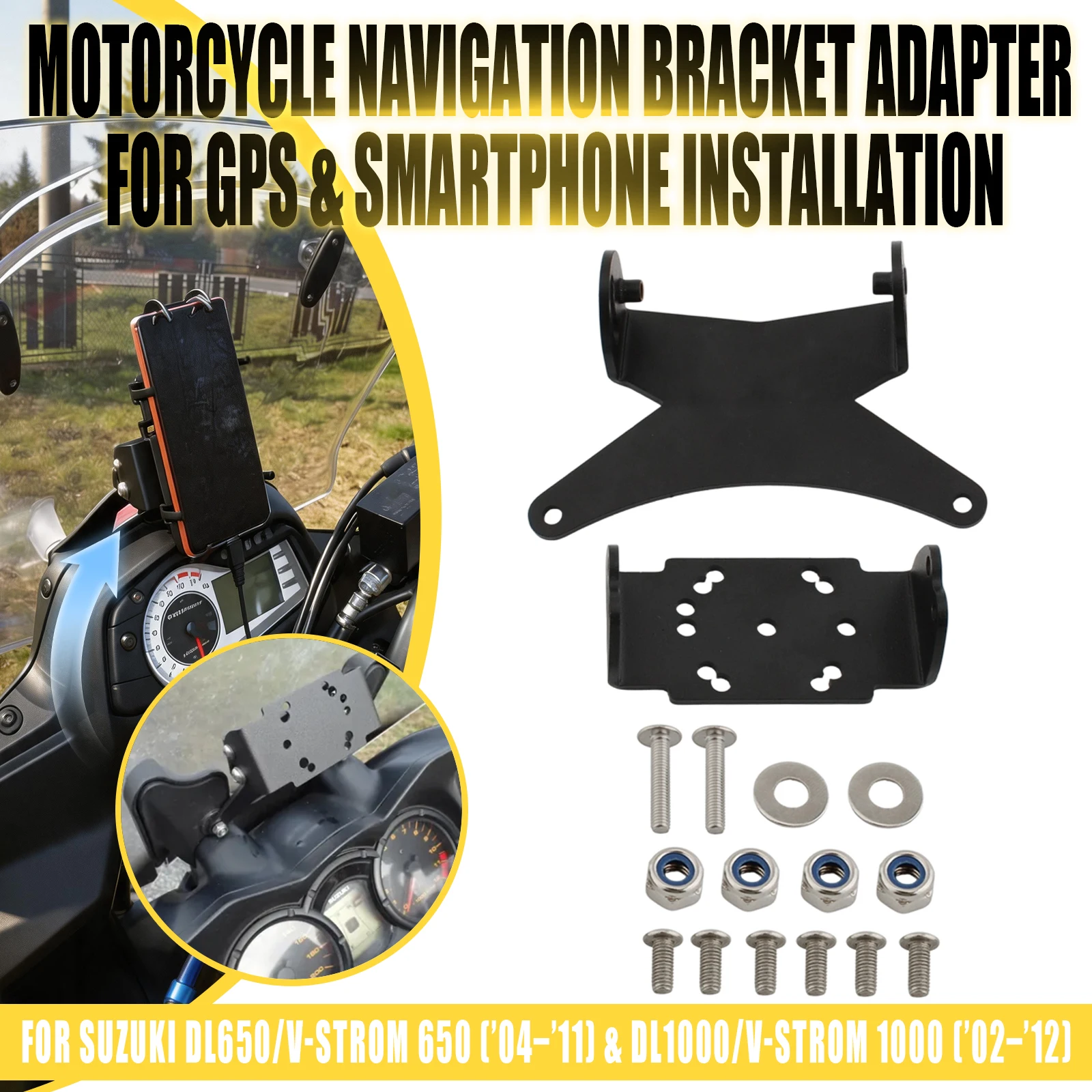 For Suzuki V-Strom 650 DL650 2004-2011 DL1000 Vstrom 1000 2002-2012 Motorcycle GPS Navigation Bracket Mount Phone Holder