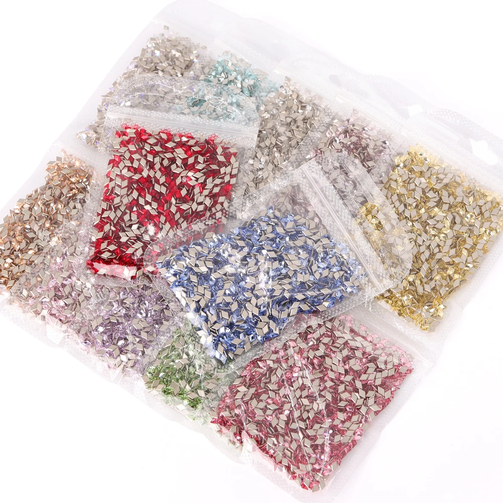 50PCS Accessories Glass Rhombus Nail Art Charms Nail Decorations Small Size Bulk Manicure Rhinestones Jewelry DIY