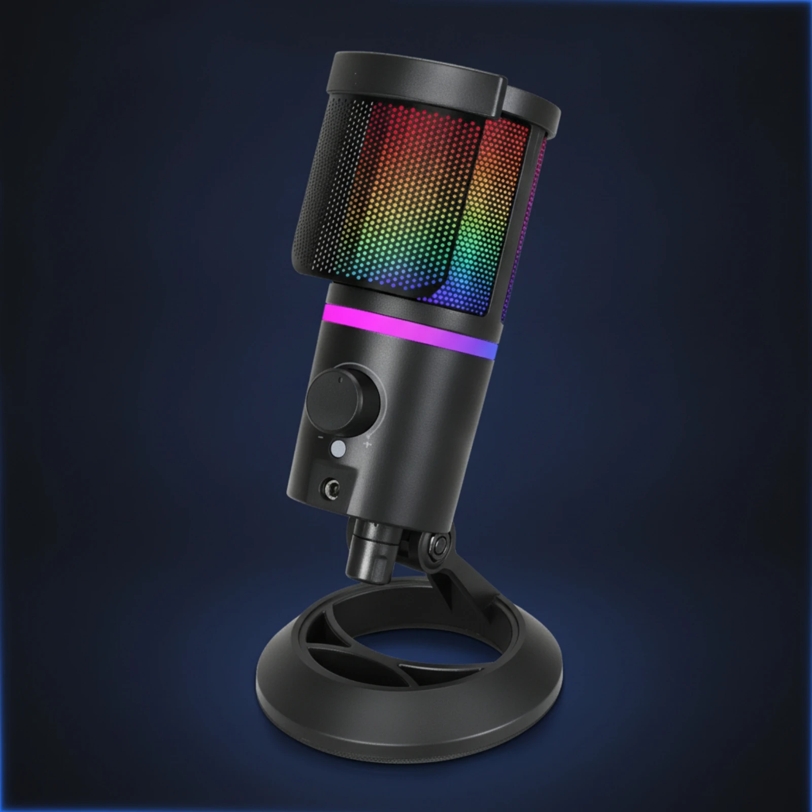 USB Condenser Microphone with Desktop Stand Streaming Microphone with RGB Light for Live Streaming Podcast view 4