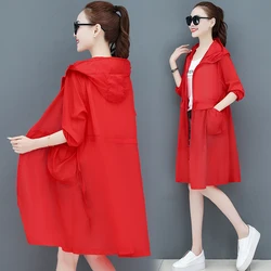 UV Sun Protection Clothing Women Hooded Loose Long Sunscreen Jacket High Quality Summer Thin Windbreaker Fashion Breathable Top
