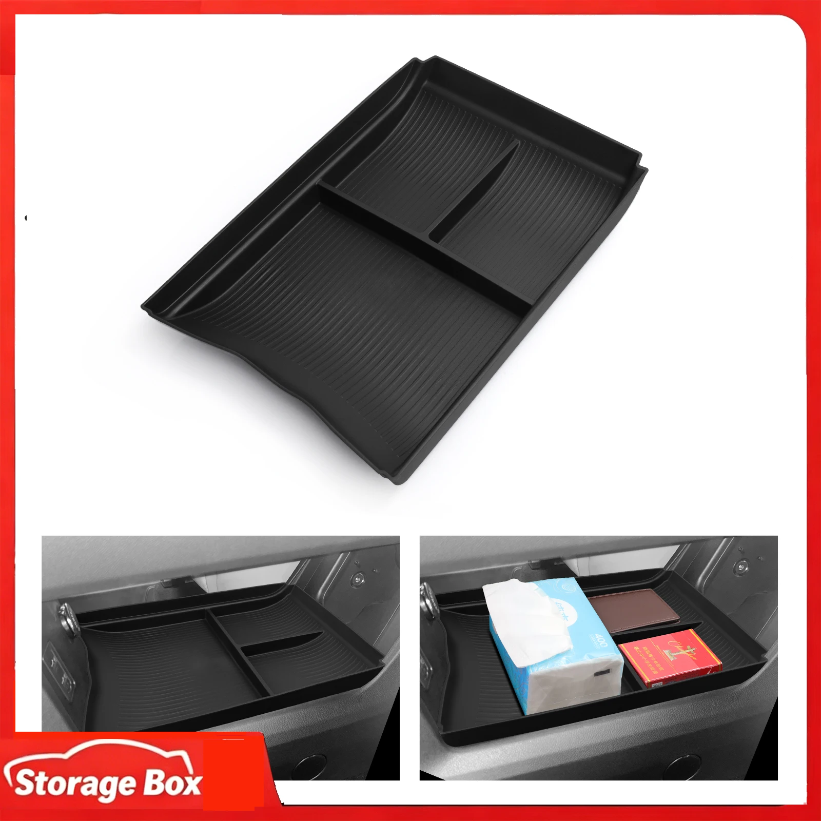 Center Console Lower Storage Box Car Tray TPE Organizers Accessories Tidying Black For Chery Jetour T 1 2024 2025