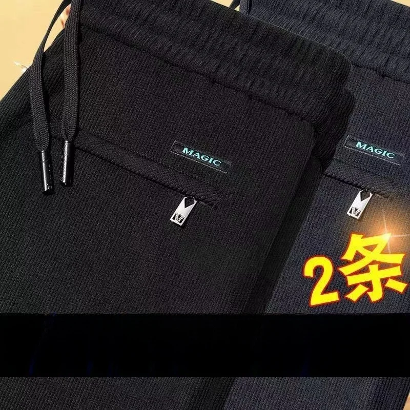 

Men's Corduroy Busin Casual Pants Bla Fce Lined Loose Fit Autumn Winter Low Waist Straight Leg Faion Urban Sle