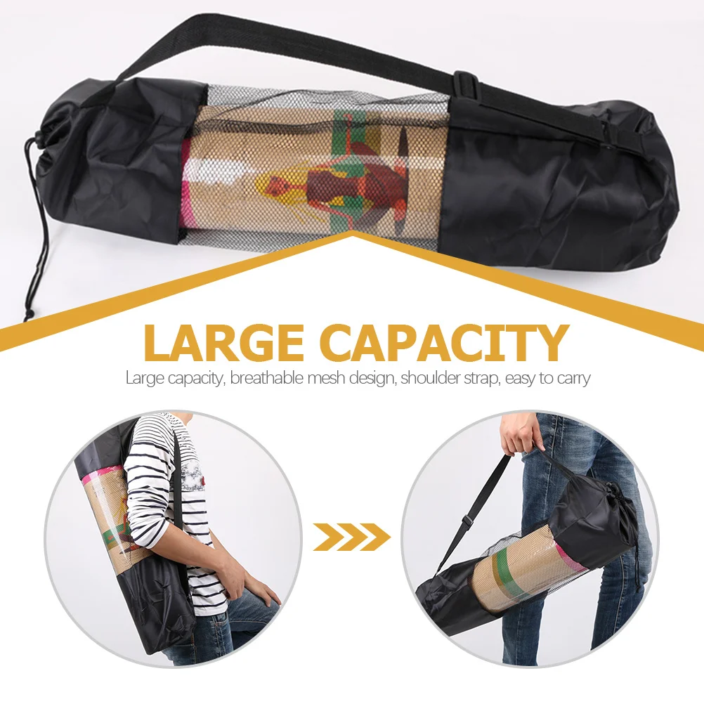 

2Pcs Yoga Mat Carrying Bag Mesh Design Large Capacity Adjustable Strap Breathable Storage Carrier Yoga