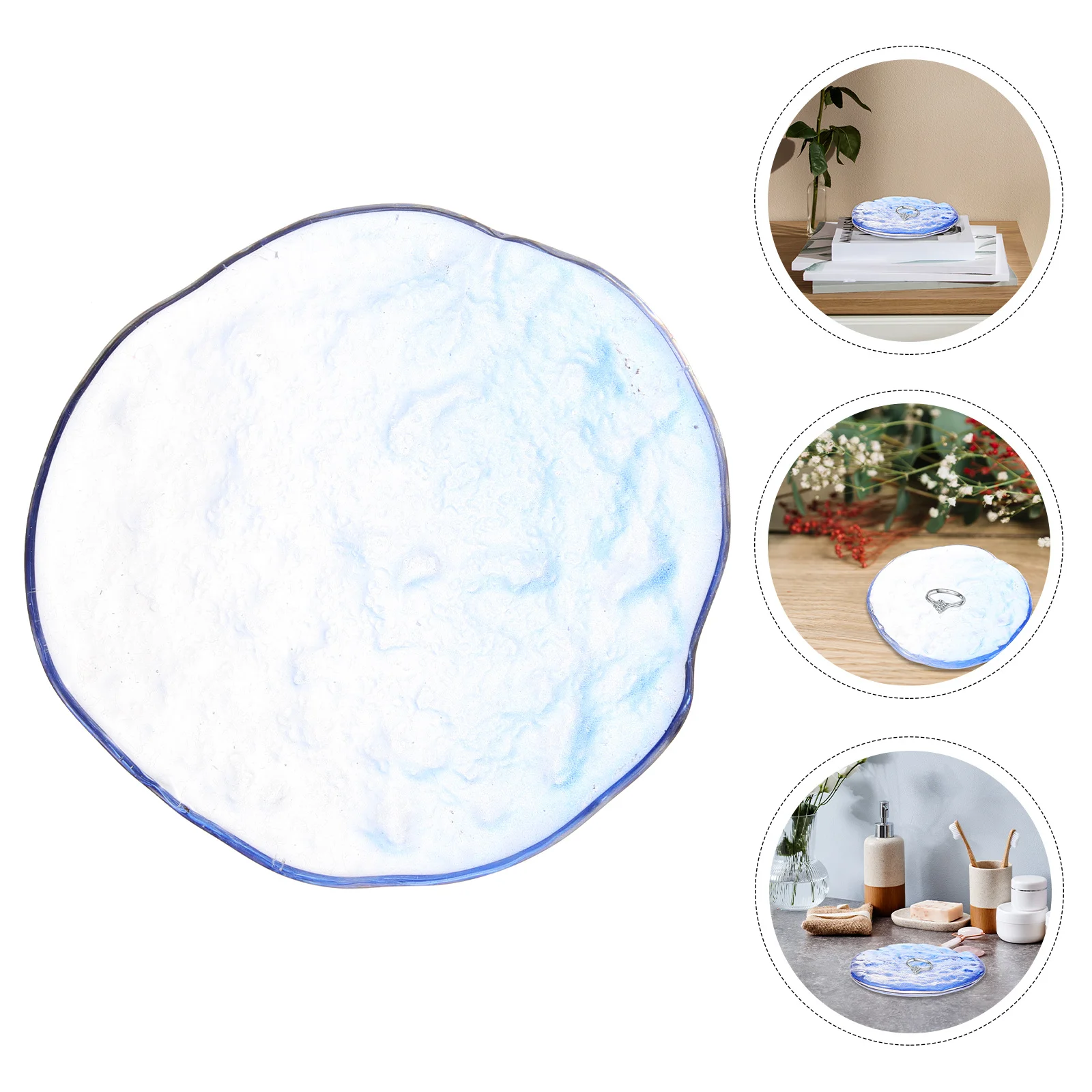 Glass Jewelry Tray Round Crystal Dish Decorative Ring Holder Jewelry Storage Plate Glass Trinket Dish Ring Plate