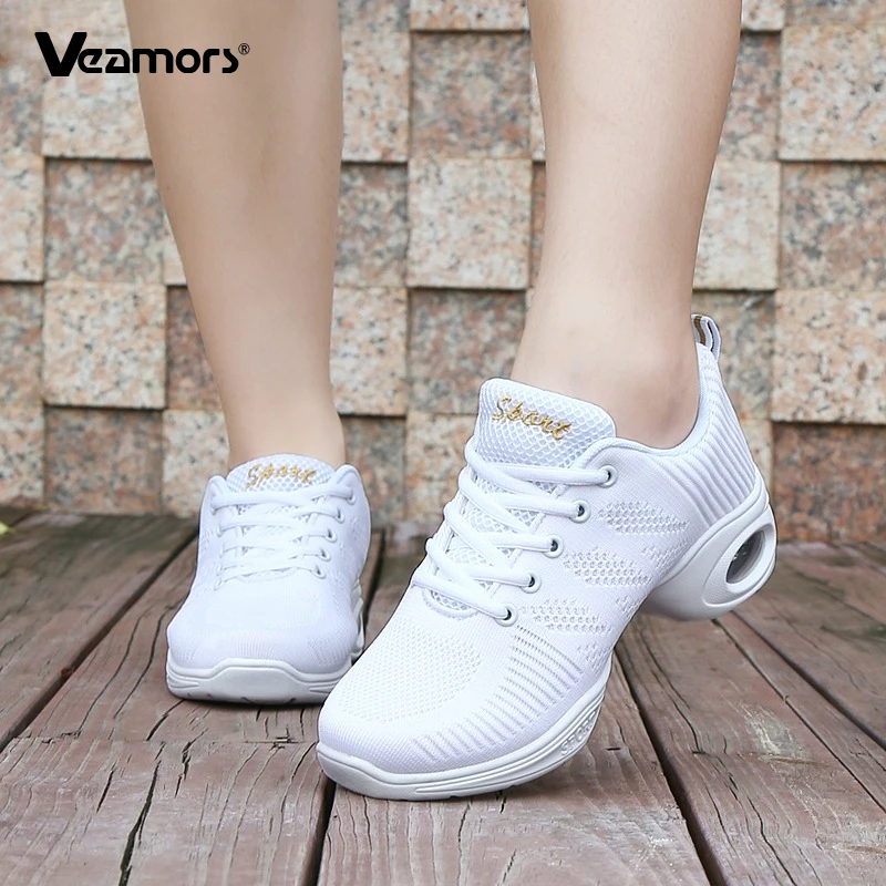 

Breathable Women Jazz Dancing Shoes High Heel Casual Sports Shoes Lace-up Sneakers for Ladies Lightweight for Fitness Dancing