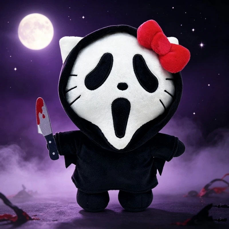 2026 New KT Ghost Face Figure Halloween Plush Toy Halloween Decoration Cool Ghost Cat Movie Soft Plushie Fun Christmas Gifts