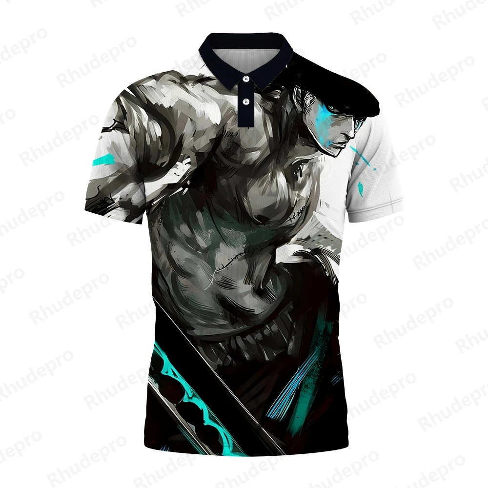 

One Piece Roronoa Zoro Men Gift Fashion Polo Shirt Y2k Men's Summer Streetwear Tops New Clothes 2024 Clothing Short Sleeve