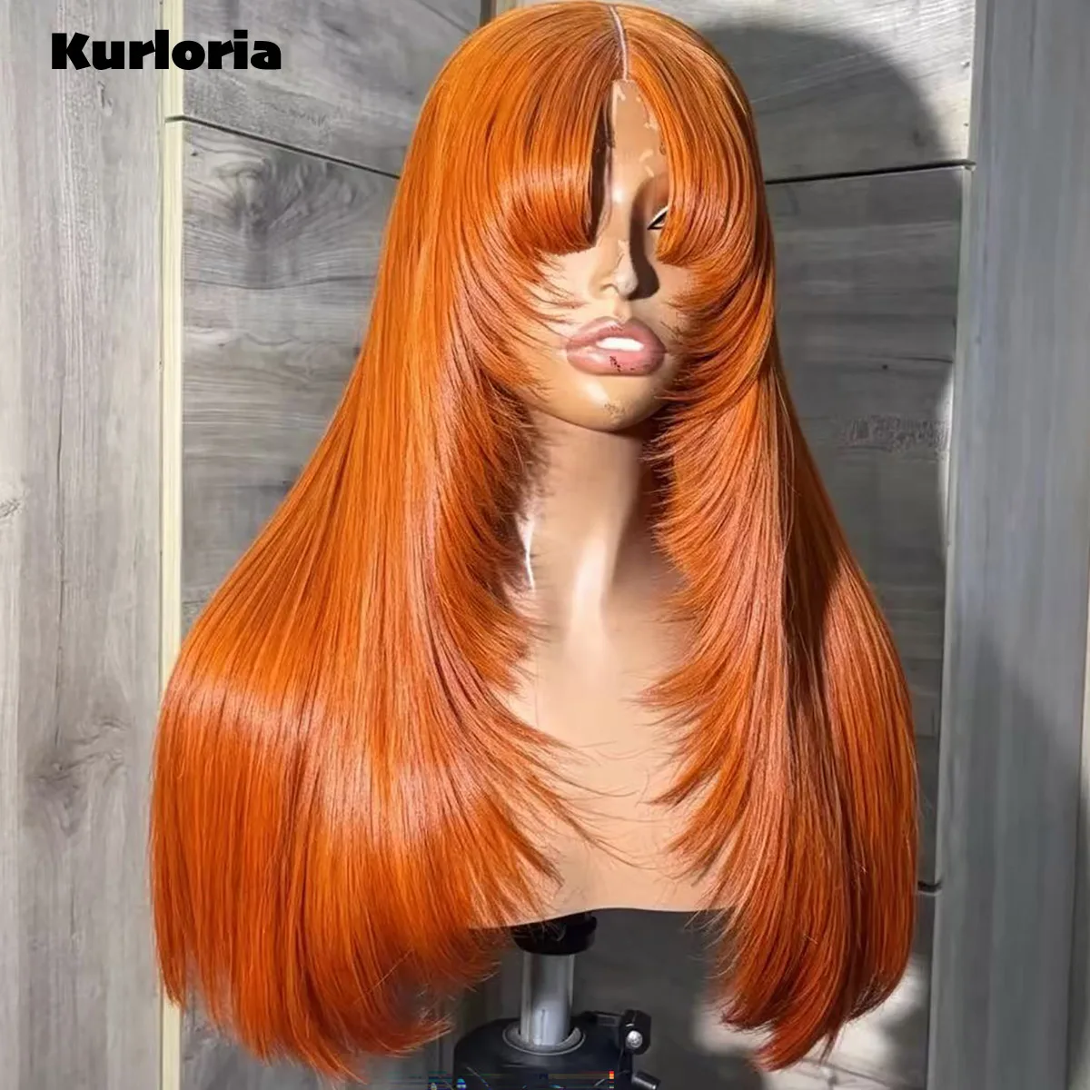 Orange Layered Silky Smooth Long Straight 13x6 13x4 HD Transparent Lace Front Wig 100% Human Hair Glueless Wear and Go Wig