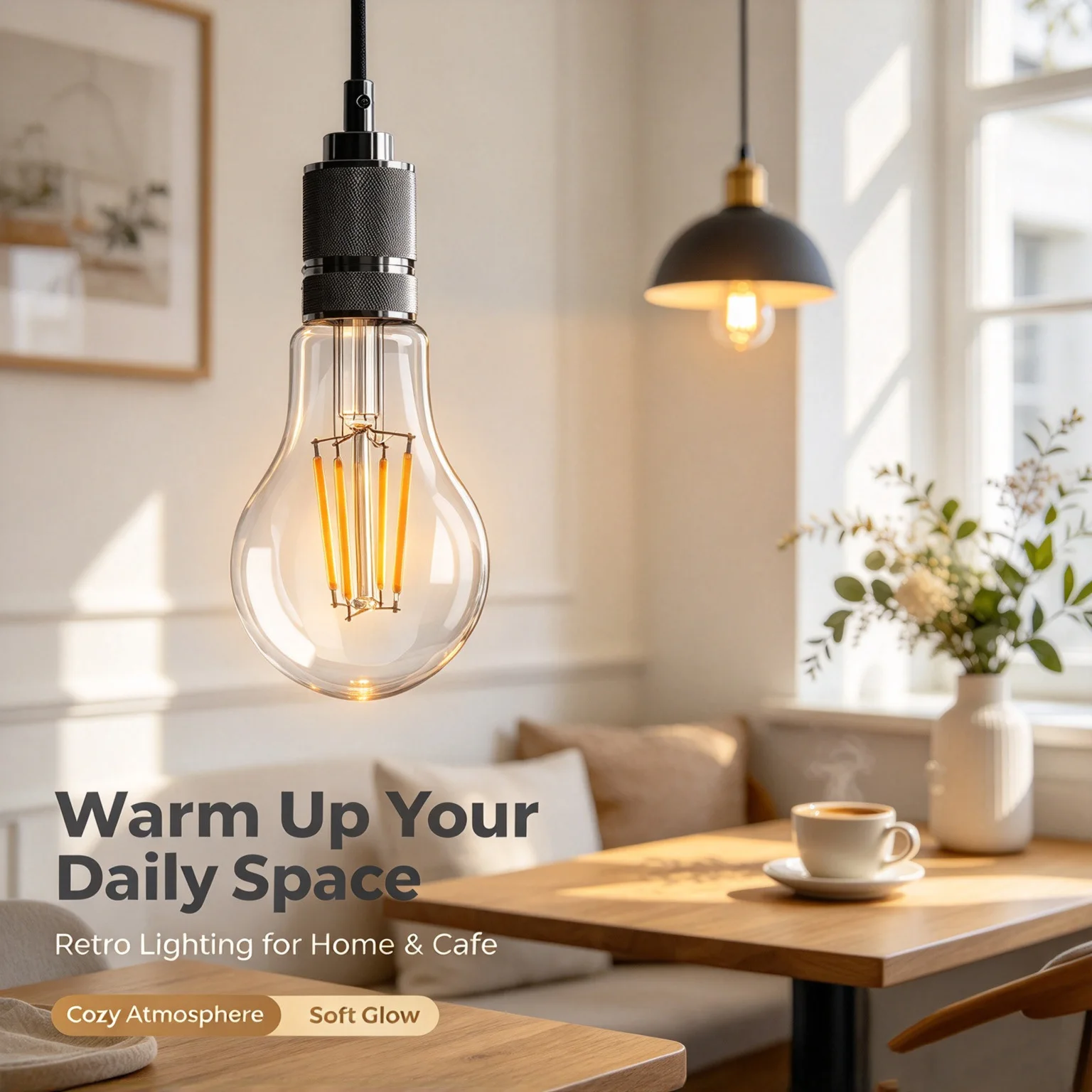 1PC/6PCS/12PCS A19 Vintage LED Edison Bulb 4W E27 2700K Warm White, Clear Glass Filament Light Bulb for Indoor Decoration
