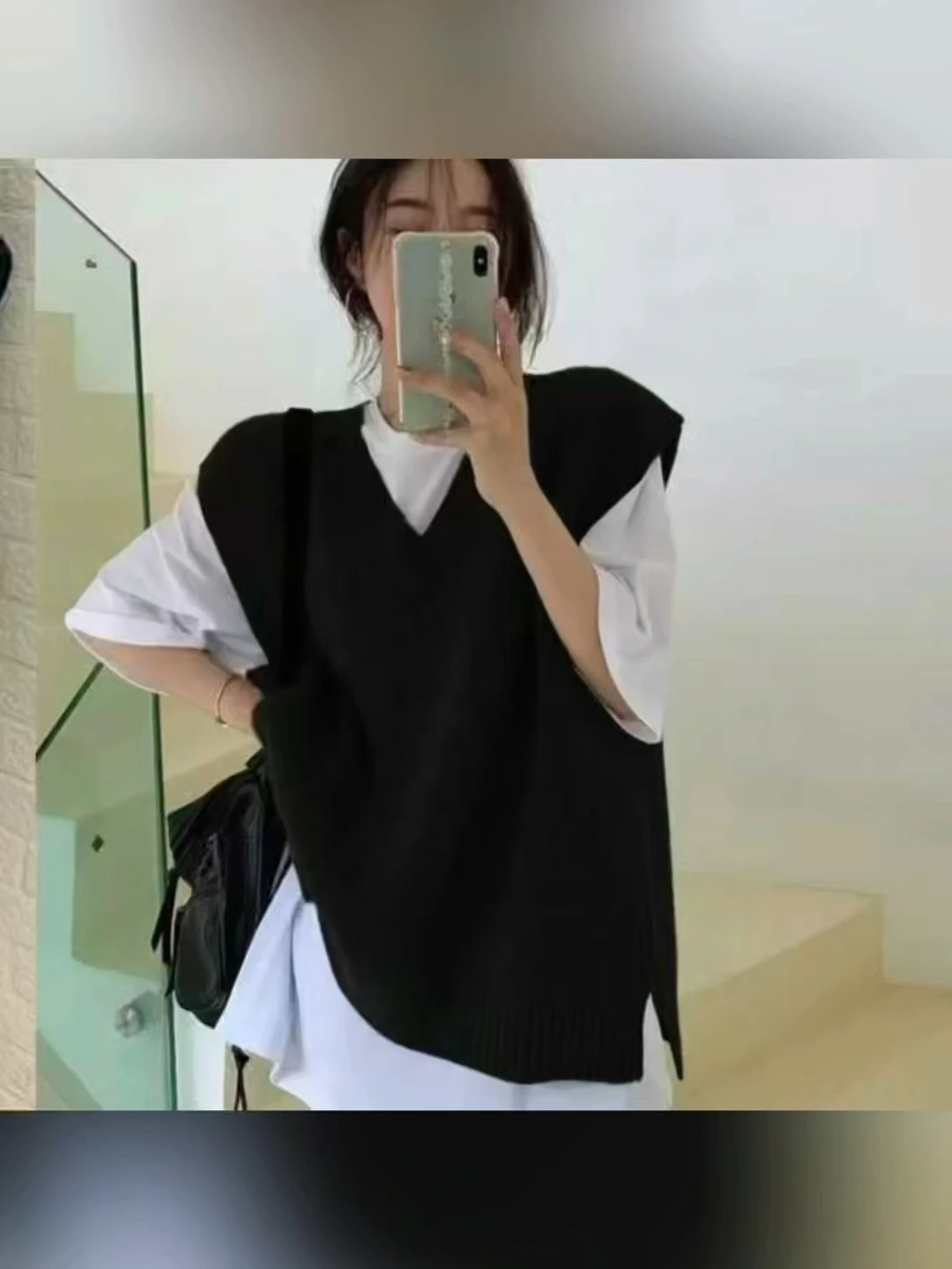 ルーズブラ Vネック ニットセーターベスト 韓国風 スリムトップ レディース アウター 秋 レイヤード オルト イルト