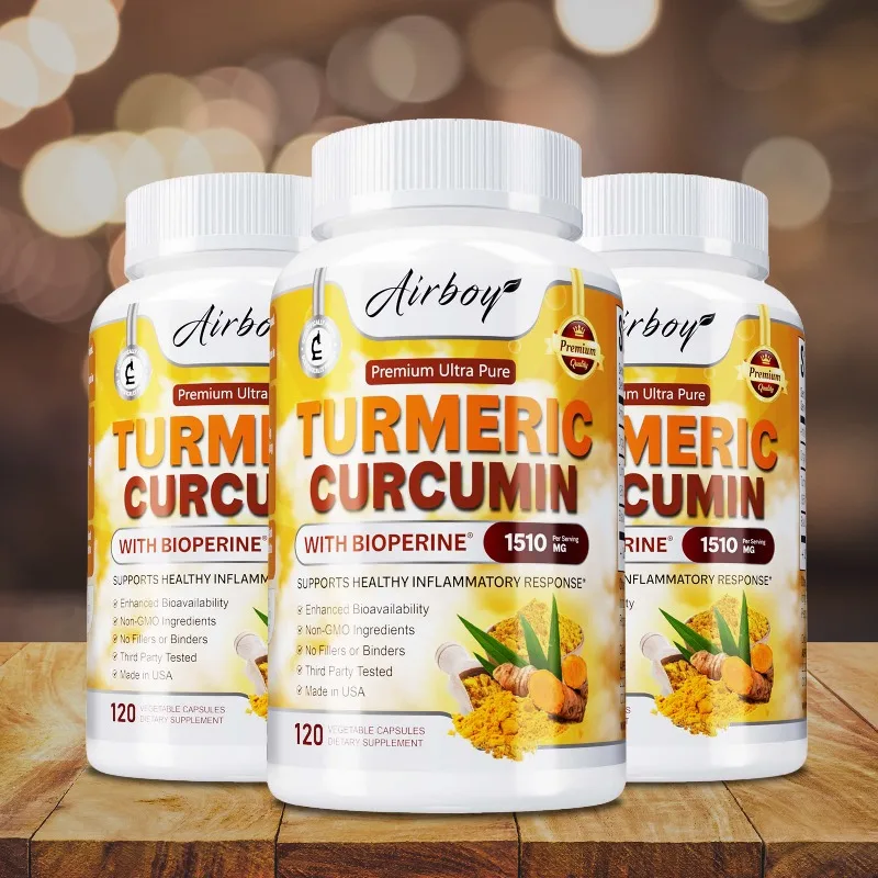 

Высококачественные капсулы с куркумой и куркумой, поддержка здоровья суставов, антиоксидант, когнитивный мозг и здоровье пищеварения, дневная добавка