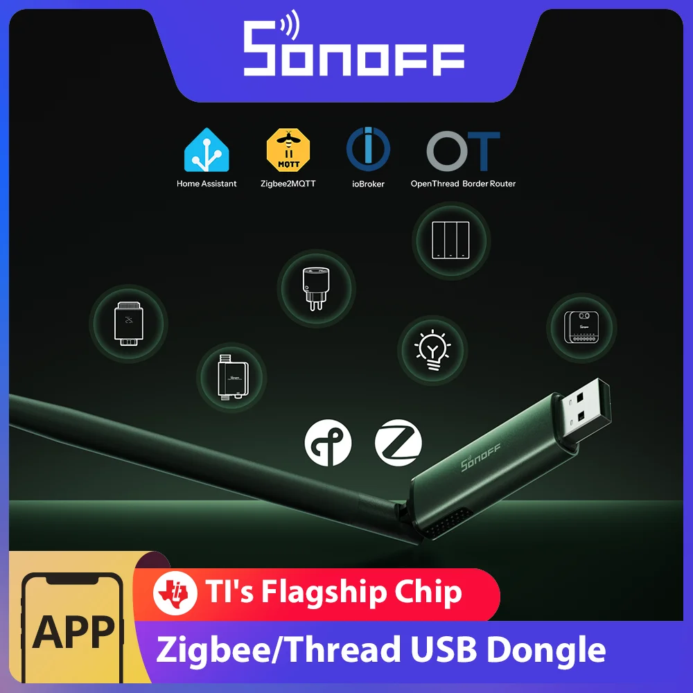 Dongle USB Sonoff Zigbee Gateway Plus Hub para Home Assistant Zigbee2MQTT Open Thread Border Router para Casa Inteligente Dongle-PP10