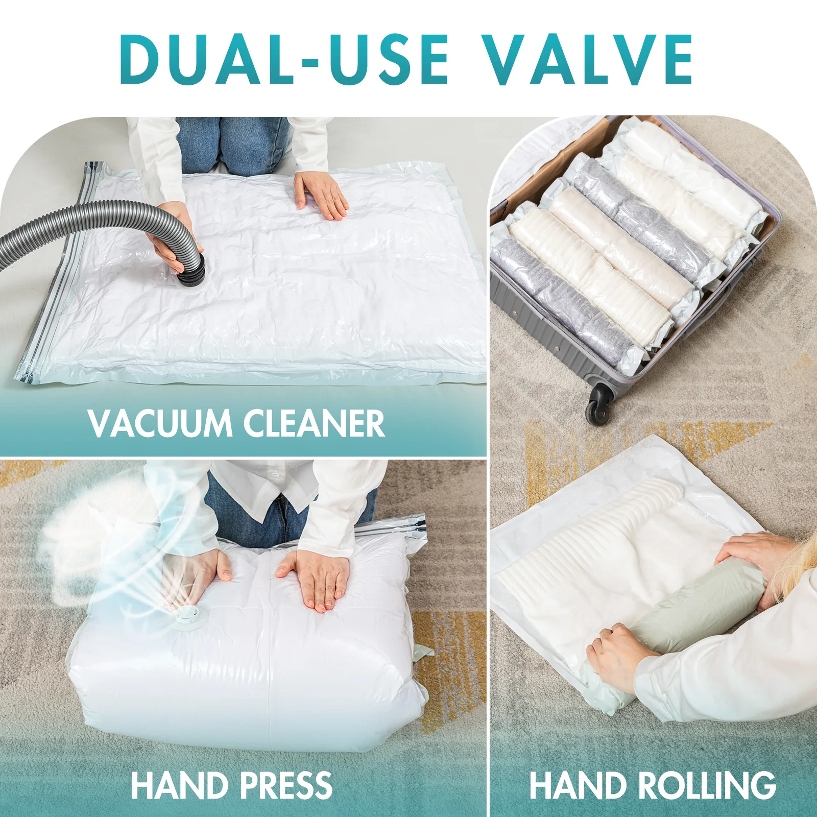 TAILI 20PCS Vacuum Storage Bags No Need Pump Space Saver Bags Large Vacuum Sealed for Clothes, Beddings, Comforters Saving Space