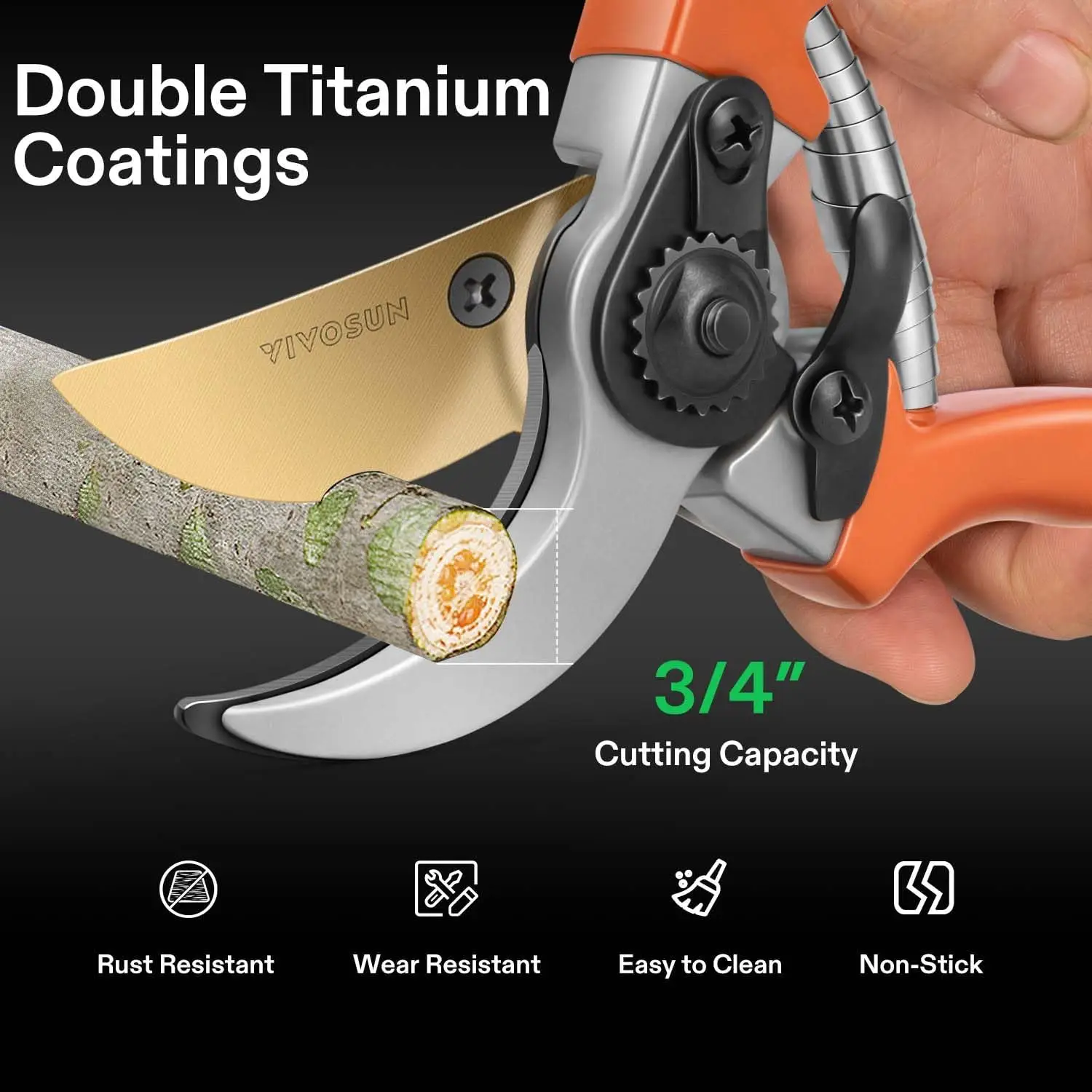 مقص حديقة VIVOSUN مقاس 6.5 بوصة ومقصات تجاوز 8 بوصات - مقلمات شديدة التحمل مع شفرات SK5 احترافية