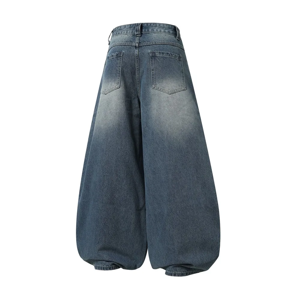 Loose Spliced Fake-2-pcs Wide Leg Vintage Gothic Distressed Grunge Women's Cargo Jeans Pants Trousers for Women Streetwear