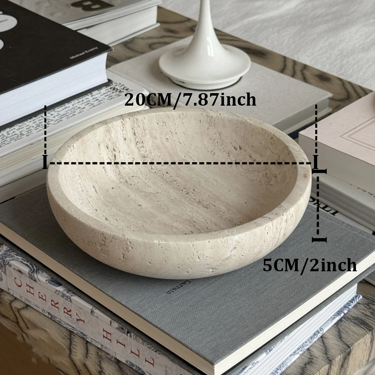 وعاء رخامي مزخرف كبير، 7.87 بوصة، وعاء مستدير من الحجر الطبيعي لديكور المنزل، الفاكهة، المكسرات، صينية المجوهرات، وعاء تقديم الصابون