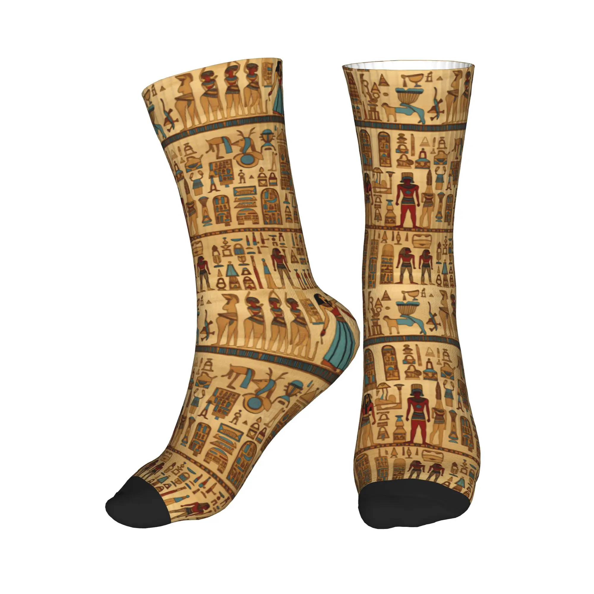 Calcetines de vestir con estampado de dioses y símbolos egipcios para hombre, calcetines unisex cálidos y transpirables con estampado 3D