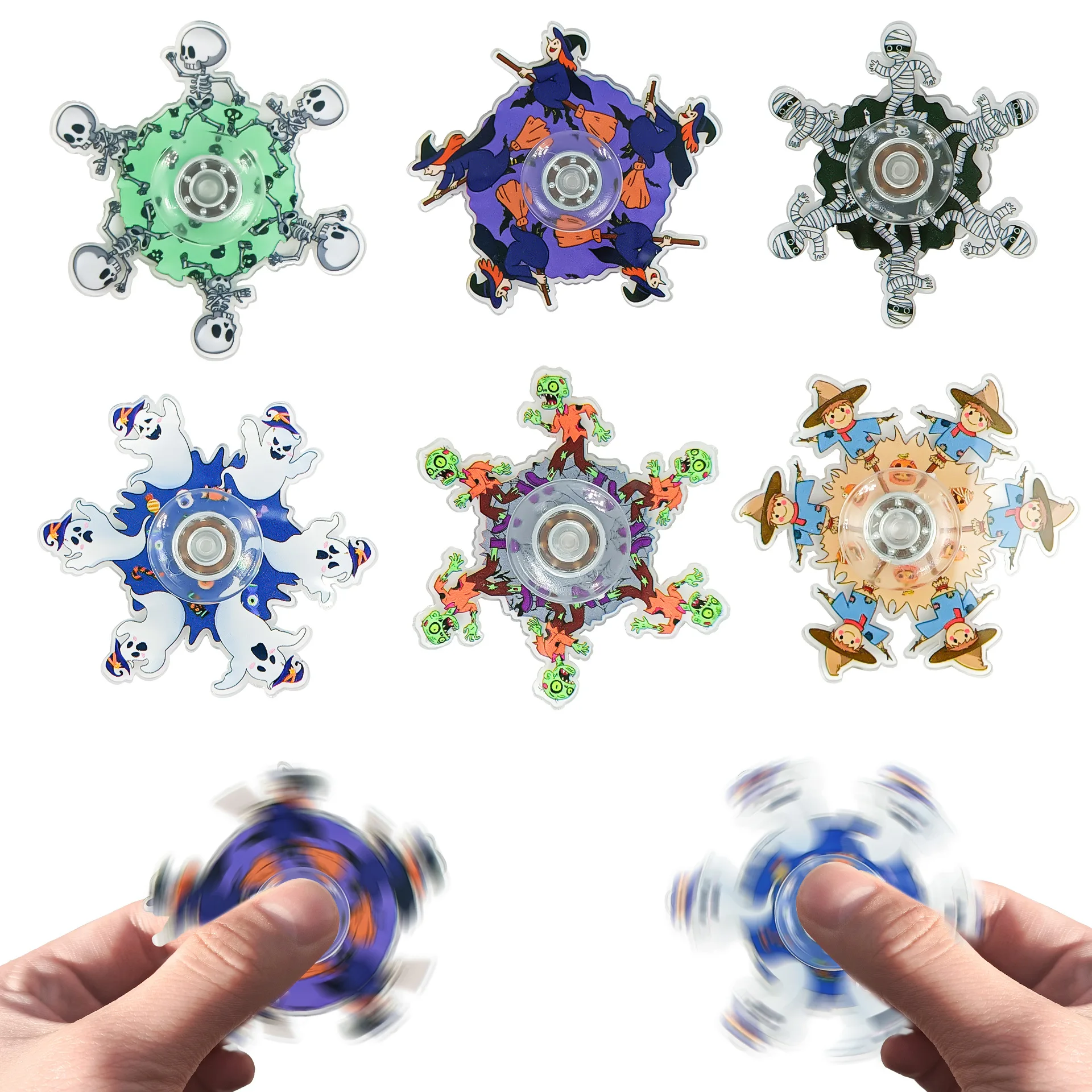 

5 шт., серия Хэллоуина, гироскоп на кончиках пальцев, EDC, ручное вращение, Непоседа, забавный гироскоп для бега, жуткий скелет, человек, гироскоп, товары для вечеринок