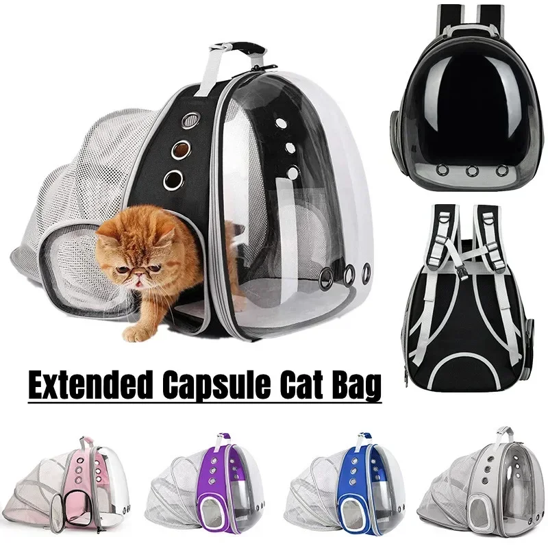 Bolsas para gatos, mochilas para mascotas, cápsulas espaciales portátiles y transparentes, suministros para gatos, espalda transpirable