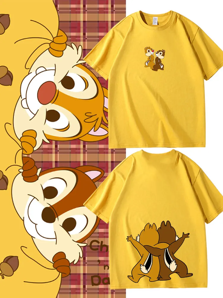 The Summer Disney Chip & Dale Cartoon Anime Print Boys and Girls Short Sleeve Fashionable and Cute Children's Clothing T-shirt