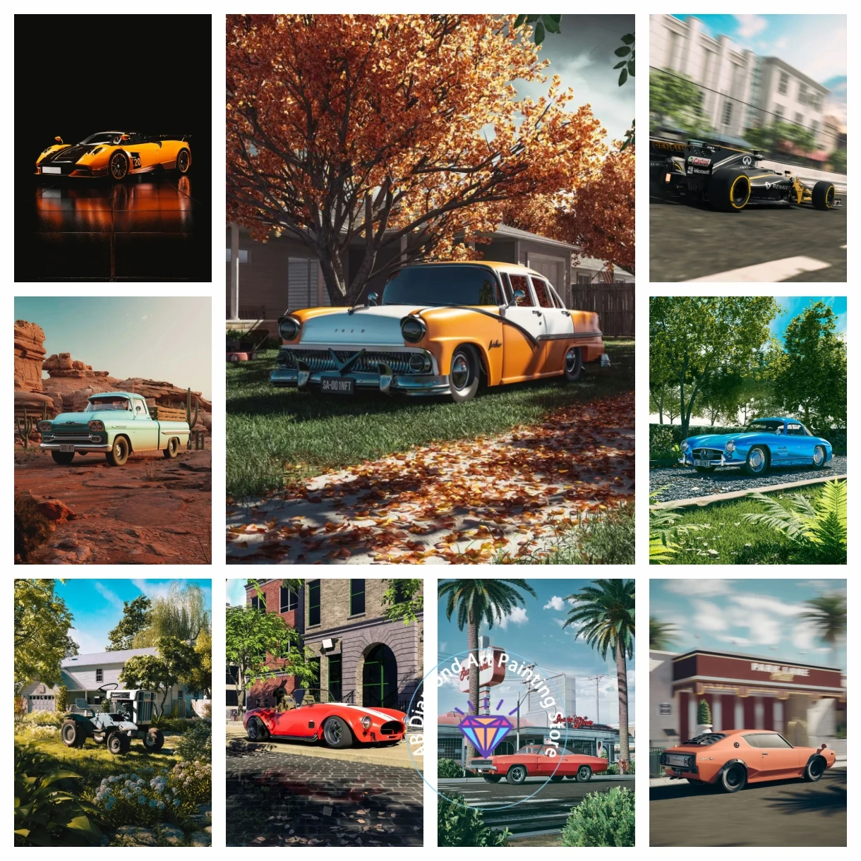 

AB Diamond Painting Kits Art Vintage Luxury Car Chevrolet Apache 1959 Mercedes Benz 300 Embroidery Jewelry Mosaic Cross Stitch