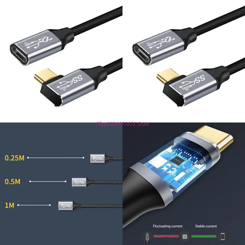 

USB C 3.1 Extension Cable Cord Fast 100W Bend 3.1C Data Line