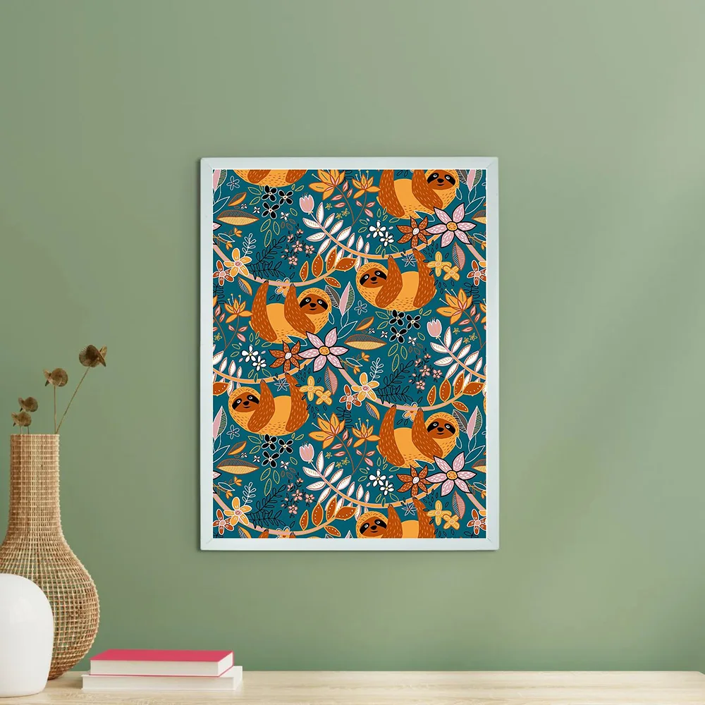 لطيف الكسل قماش جدار الفن الغابات الحيوان اللوحة ديكور المنزل غرفة المعيشة غرفة نوم الجدار الشنق هدية الفن الحديث الطباعة #6