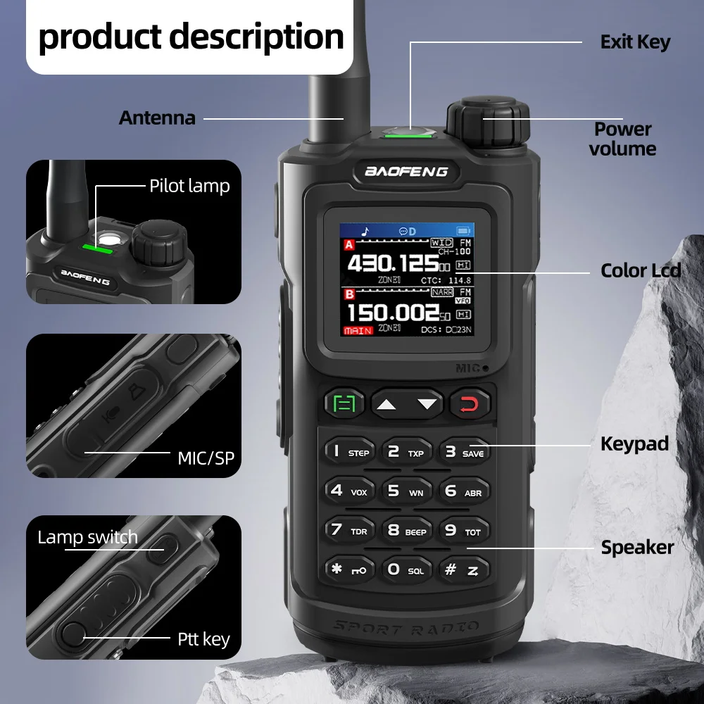 Baofeng P90 Pro Talkie Walperforé Longue Portée Portable 2023 Canaux Ham Radios FM UHF VHF Charge USB-C Radio 2 Voies Étanche 1000