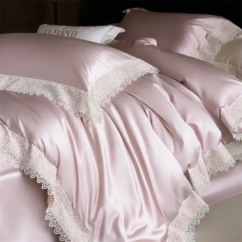1000TC Egyptian Cotton Vintage French Style Hollow Lace Luxury Bedding Set Duvet Cover Bed Sheet/Fitted Sheet Pillowcases 4Pcs