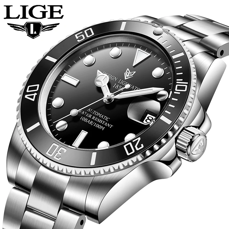 

LIGE Man watch 2026 luxury business 100 meters waterproof mechanical luminous date mens wristwatch casual fashion reloj hommes
