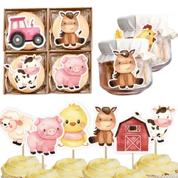 Carton Farm Animal Paper Stickers Hanging Labels for Kids Farmland Happy Birthday Party Decorations DIY Gifts Wrapping Supplies