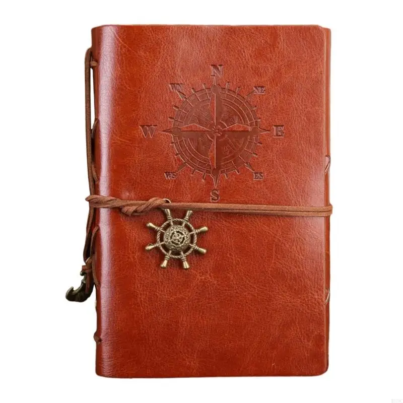 W89C Leather Journal Notebook ، دفتر ملاحظات قابل لإعادة التعبئة 150 صفحة فارغة مجلة ورقة فضفاضة