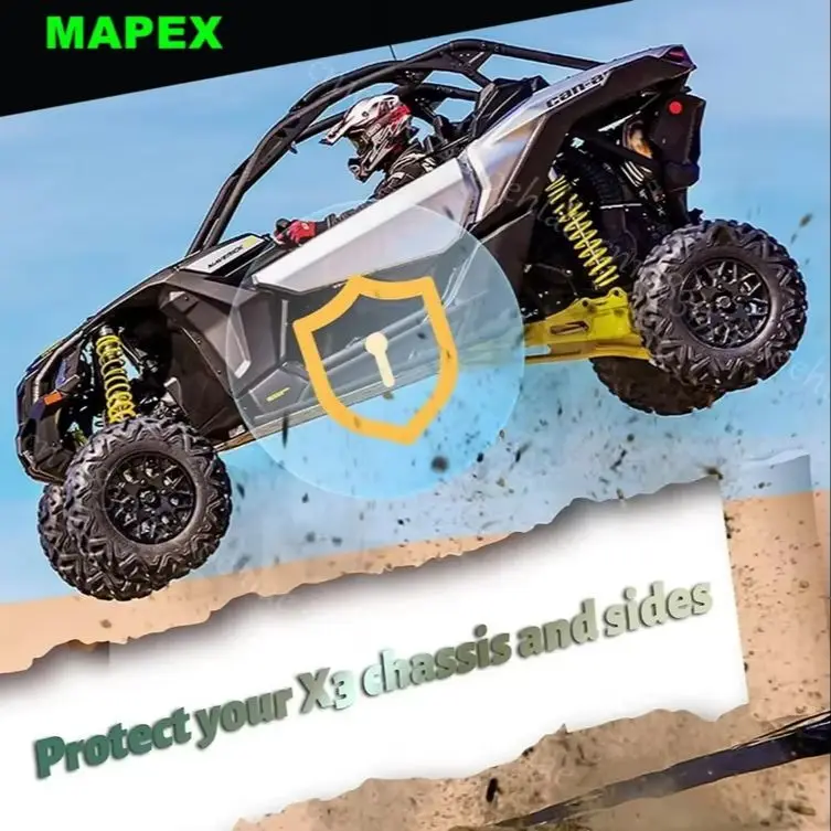 For Can Am Maverick X3 2017-2025 2-Seater BLACK Rock Sliders Tree Kicker Side Nerf Bar