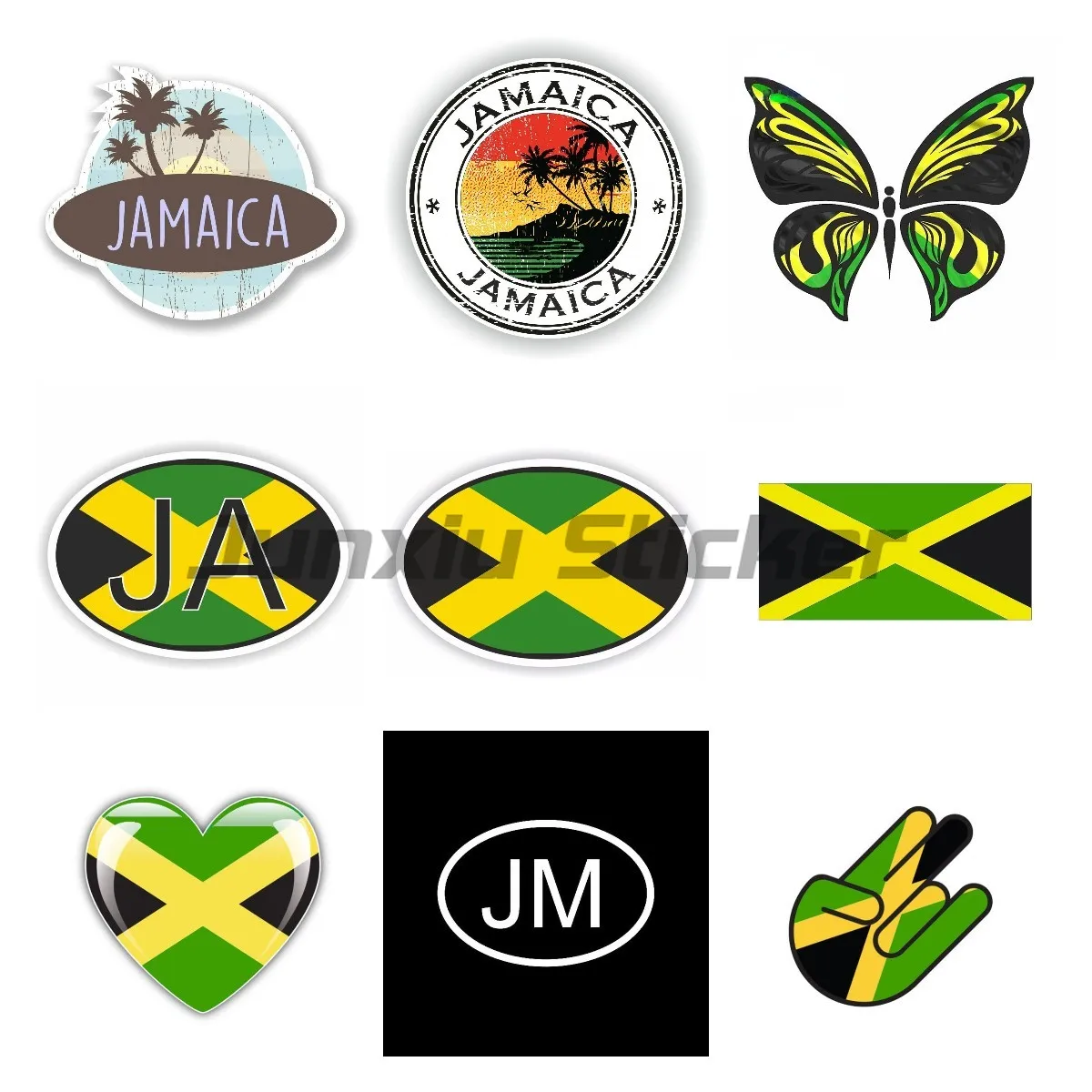 Jamaica National Flag Car Sticker Fashion Car Body Vinyl Material Waterproof Car Decals