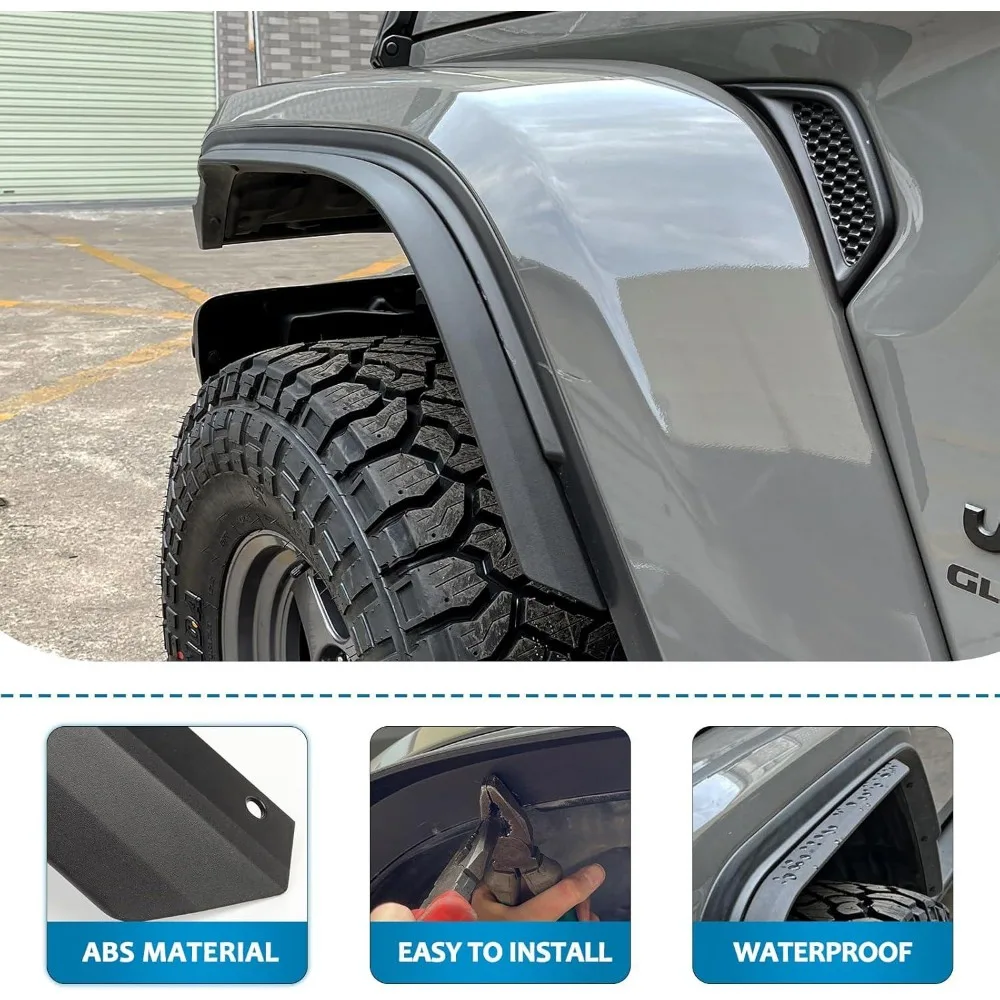 Fender Off Road Front Rear Fenders Compatible With Jeep Wrangler JT 2020 2024 Sport Willys Bolt On ABS Mud Protection
