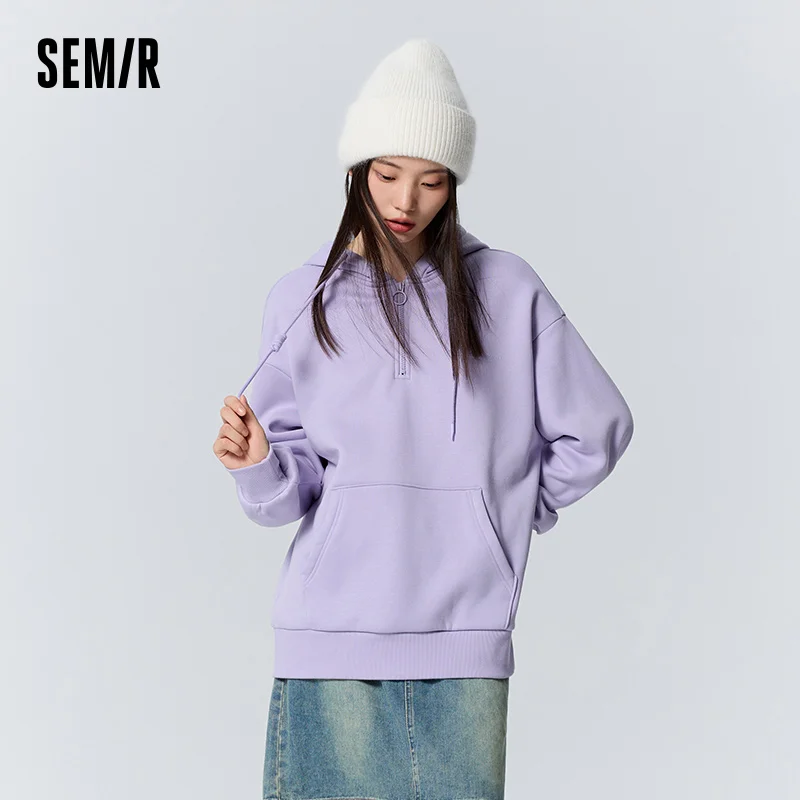 Semir هوديي المرأة منتصف طول إلكتروني طباعة الشتاء فضفاض الصوف قمم للمرأة الخريف الملابس قاعدة البلوز