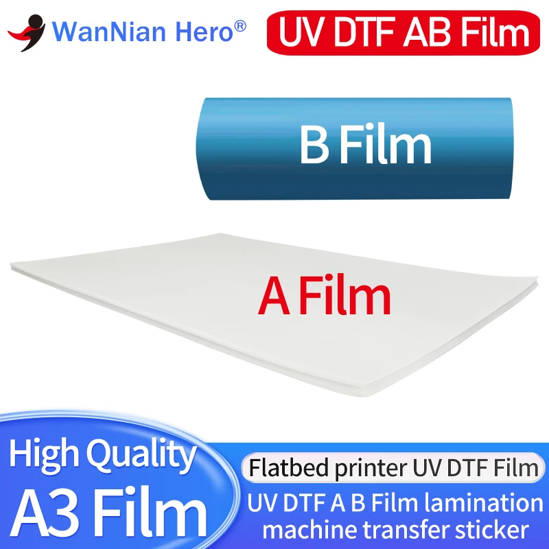 50PCS UV DTF AB film transfer sticker UV DTF printer direct printing to A film to plastic silicone metal acrylic glass leather