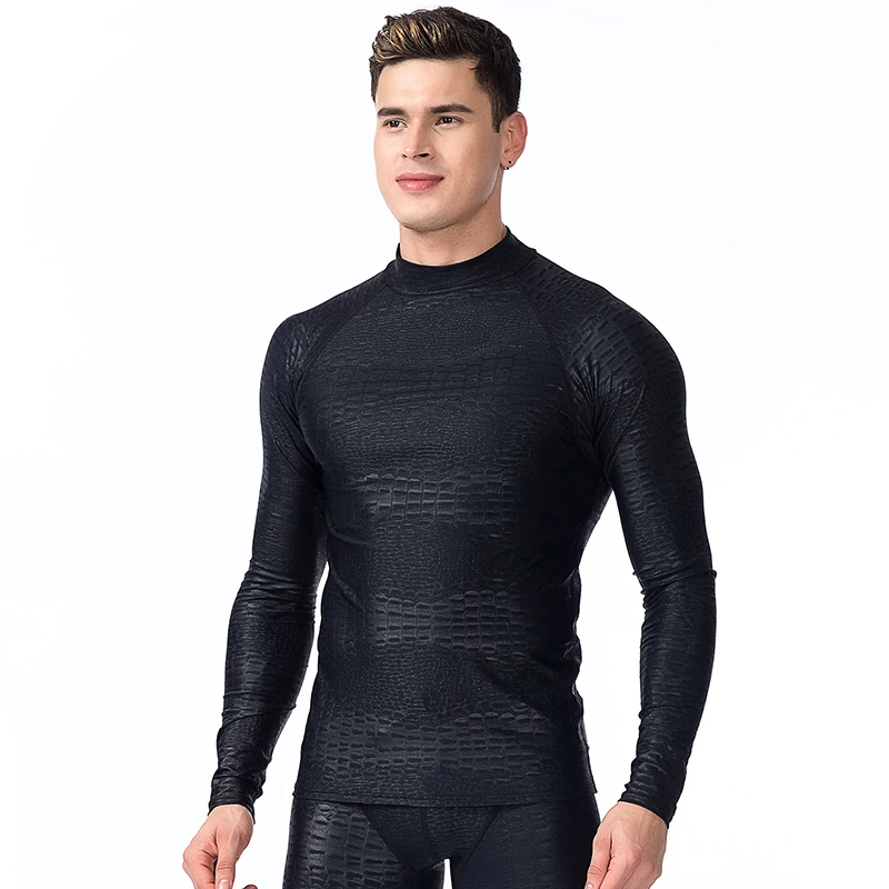 SBART Long Sleeve Rash Guard Men Swimwear Shirts Sun Protective Lycra Surf Wetsuit Tops Snorkel Swimming Windsurfing Rashguard L