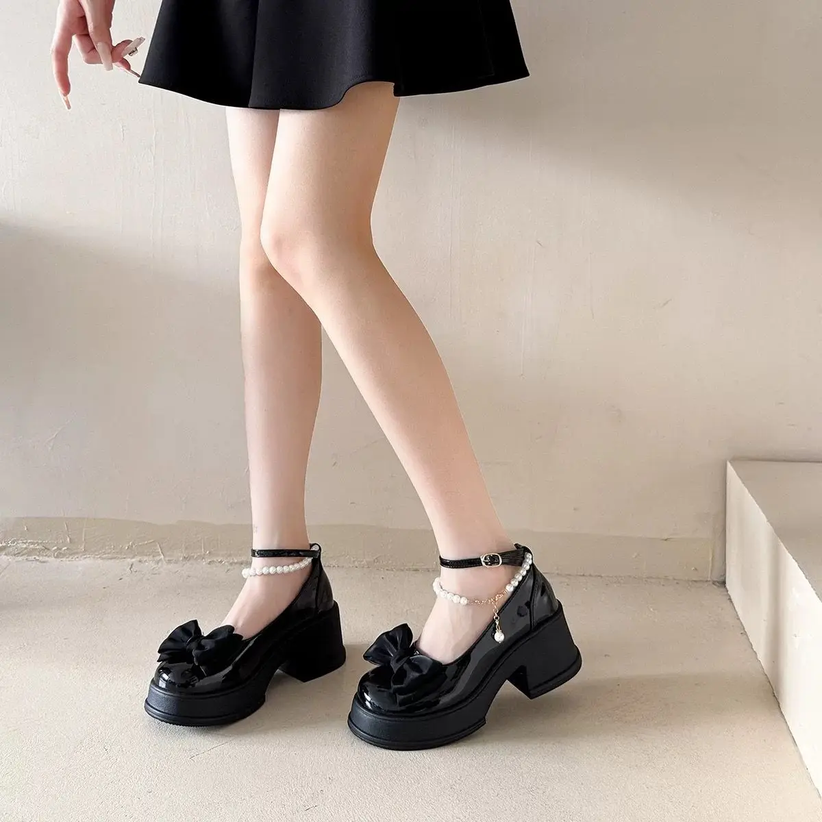 Vintage Mary Jane Platform Shoes 2026 Spring Thick Sole Low Cut Women Pumps Comfortable Leather Fashion Non Slip Round Toe