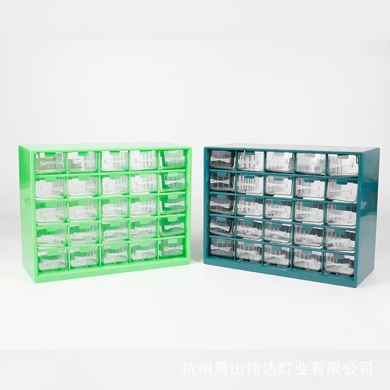 25pc Transparent Drawer Style Container Parts Box Compartmentalizable Tool Storage Cabinet Drawer Style Hardware Classification