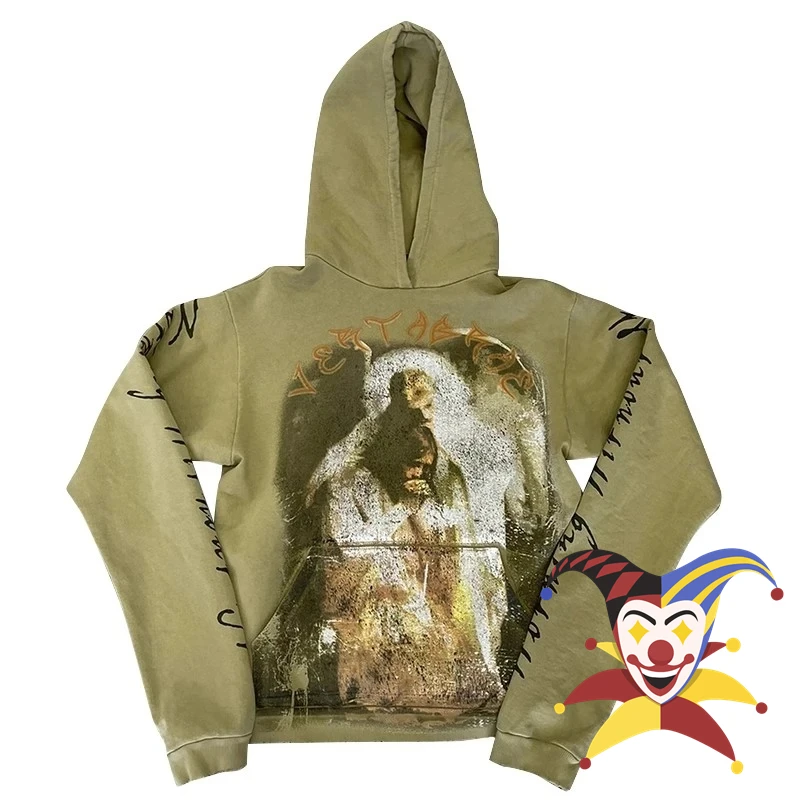 

VERTABRAE Army Green Praying Hoodie Men Women Pullovers