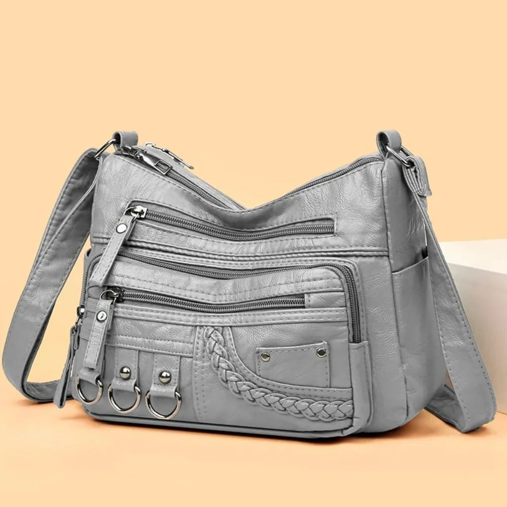 Trendy Pu Leather Purses High Quality Dacron Crossbody Shoulder Bags Multi-pocket Handbags