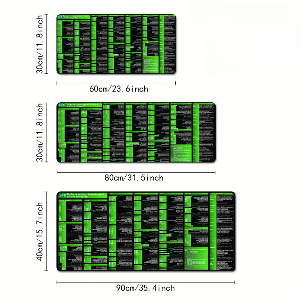 اللغة الإسبانية Excel كبيرة مكتب ماوس الوسادة المطاط المضادة للانزلاق مكتب حصيرة مكتب الملحقات توسيع لوحة الماوس لوحة مكتب الكمبيوتر المحمول
