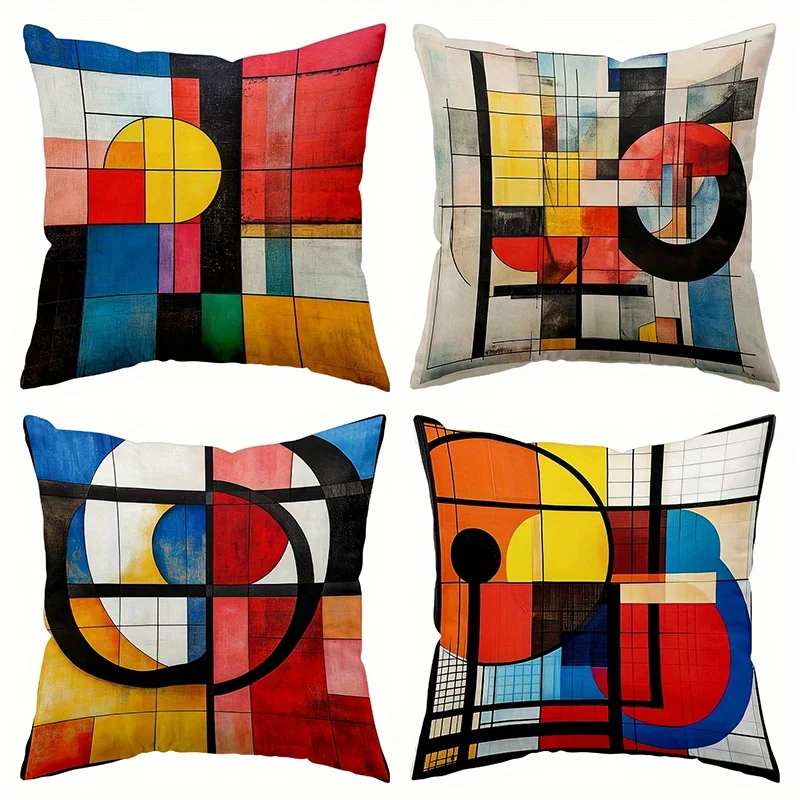 Abstract geometric pattern Double-sided Printed pillow cover Short plush Suitable living rooms bedrooms sofa throw cushion cover