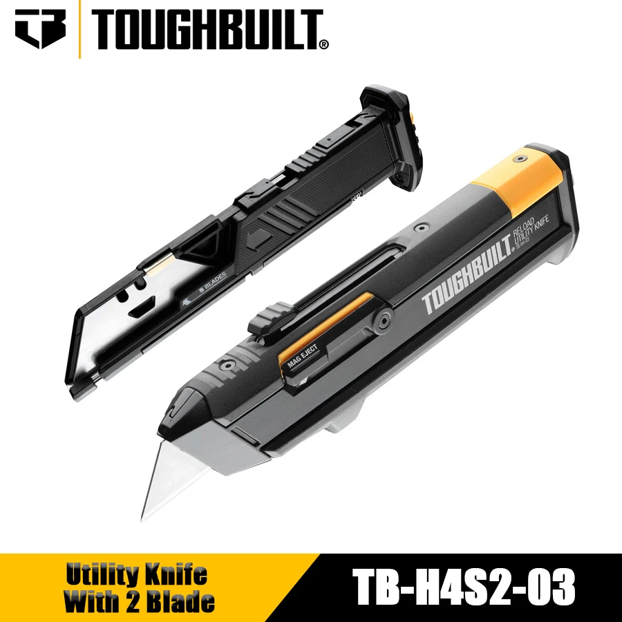 TOUGHBUILT TB-H4S2-03 Reload Utility Knife With 2 Blade Magazines Hand Tools Precision Tools Knife TB-H4S2-03-R