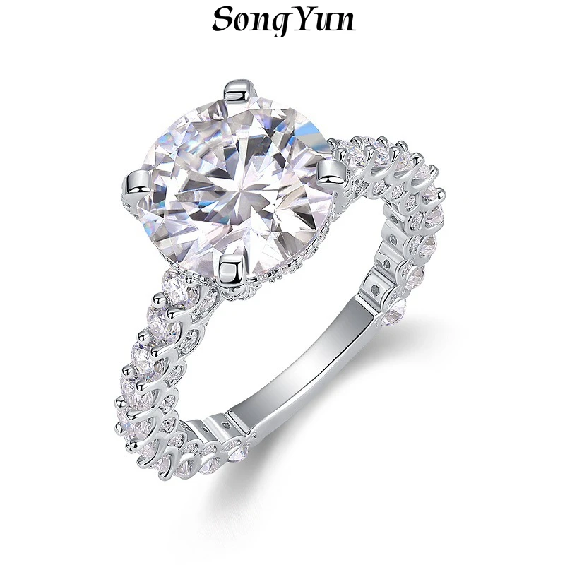 SONGYUN Moissanite Diamond Jewelry Women's Niche Stackable 5 Carat Moissanite Ring S925 Sterling Silver